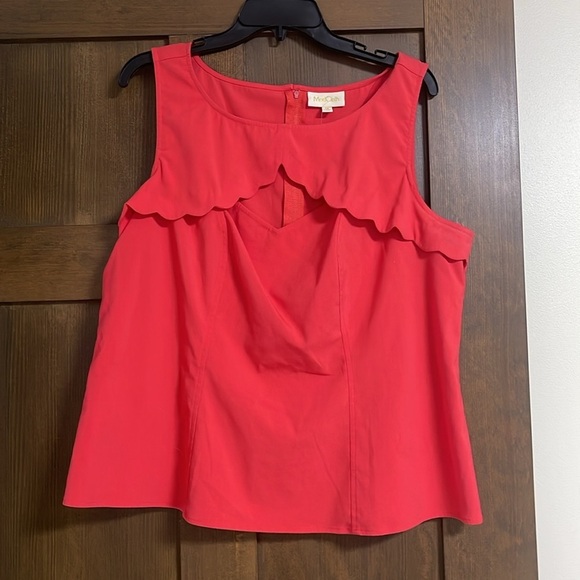 Modcloth Coral Scallop Cutout Boatneck Blouse Size 1X - Picture 2 of 7